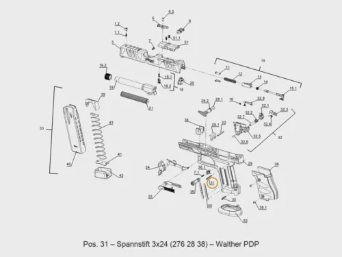Walther PDP Spannstift 3x24 – Explosionszeichnung Pos. 31
