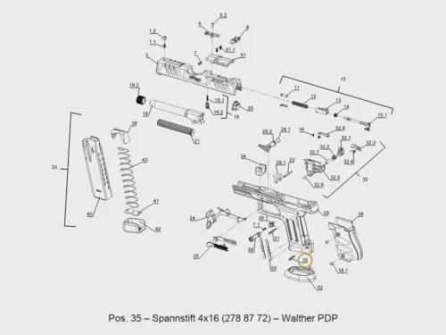 Walther PDP Spannstift 4x16 – Explosionszeichnung Pos. 35